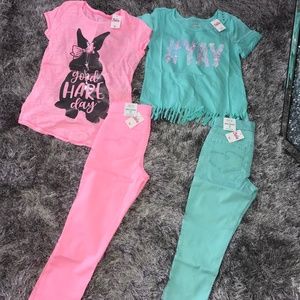 Justice girls skinny ankle jeans and top set.